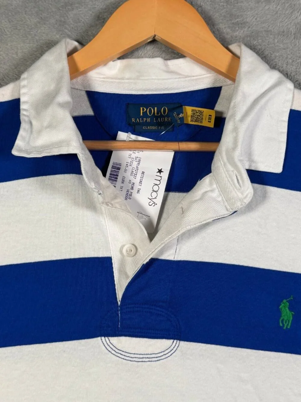 Polo Ralph Lauren Rugby Shirt Mens XXL Blue Striped Classic Fit Iconic $145